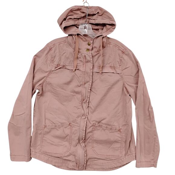 SO Lightweight Jacket Size Large Pink Hooded Full Zipper Not Lined Drawstring - Picture 2 of 6